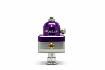 Universal CARB Adjustable Fuel Pressure Regulator Blocking Style Mini 4-12 psi (1) -6AN Inlet (2) -6AN Outlets Purple FUELAB