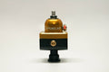Universal High Pressure Adjustable Fuel Pressure Regulator Blocking Style Mini 25-65 psi (1) -6AN Inlet (2) -6AN Outlets Gold FUELAB