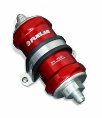 In-Line Fuel Filter Standard Length -12AN Inlet/Outlet 40 Micron Stainless Steel Element Red FUELAB
